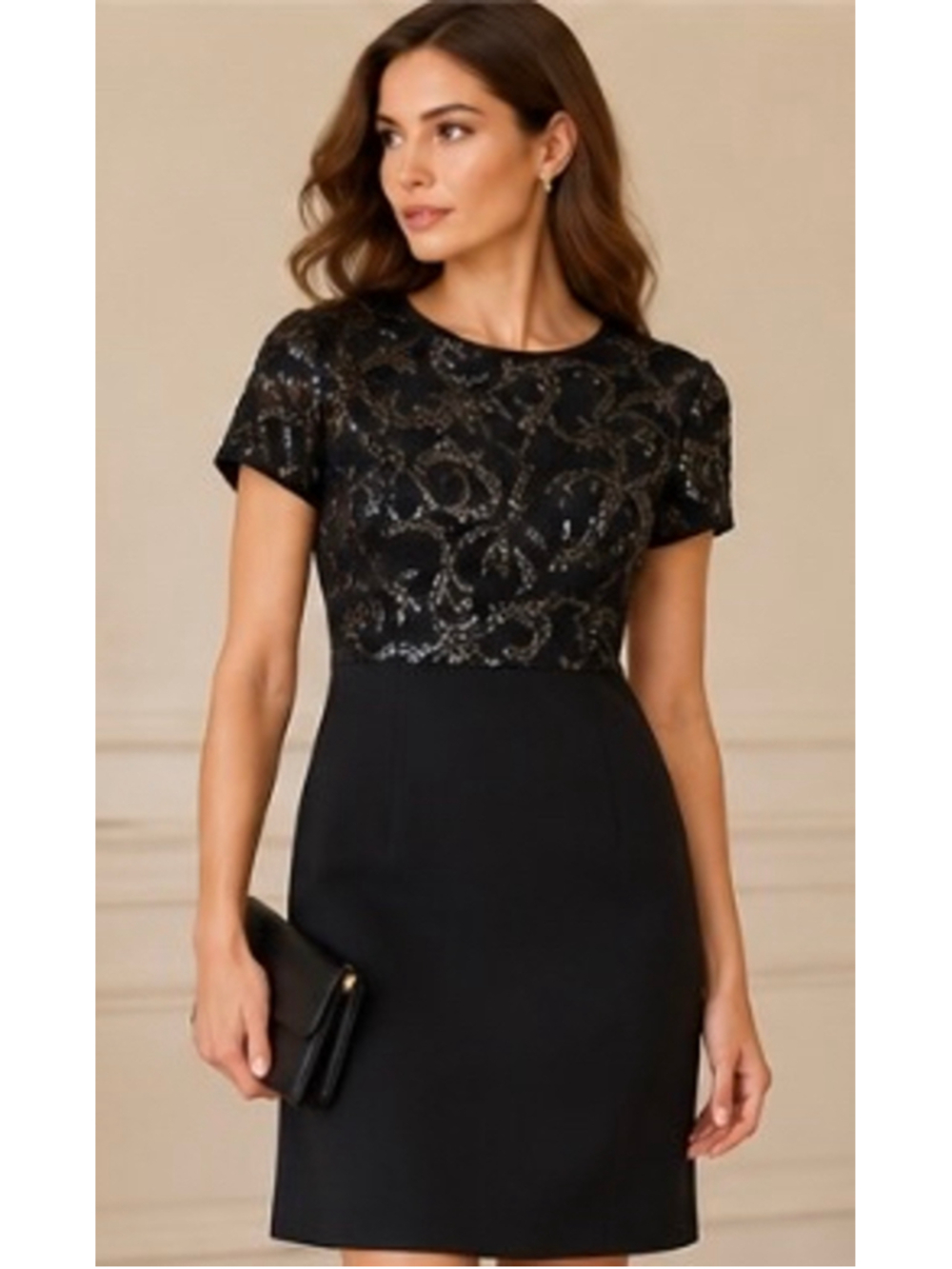 Brooks Brothers Black Sequin Y2K Midi Dress Size 10